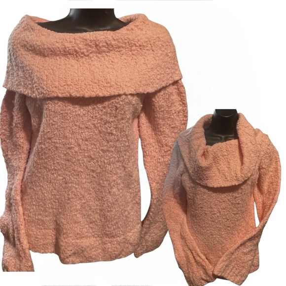 Bebe Sweaters Set off the shoulder or cowl Pink and Cream Size L Party Vintage - Picture 3 of 15